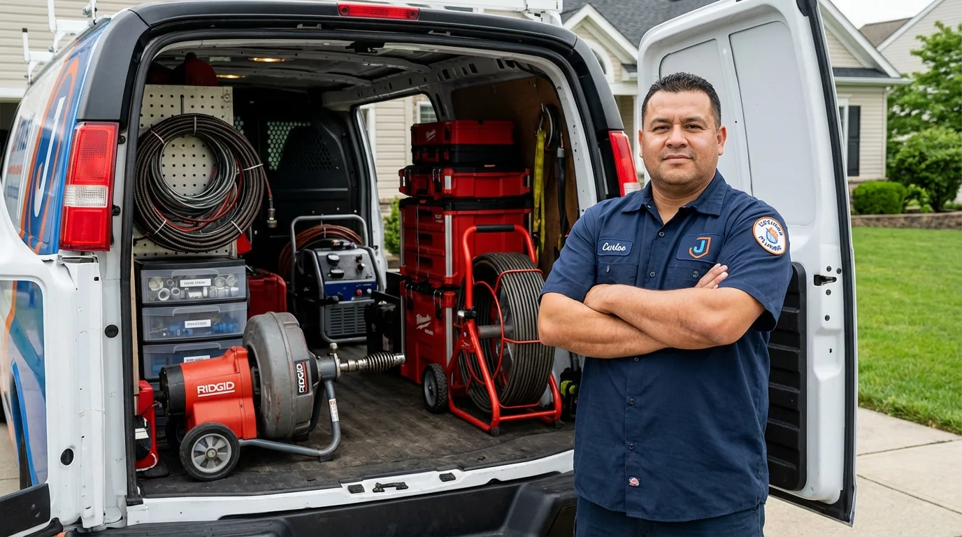 Professional drain cleaning equipment and Johns Plumbing LLC plumber in Arcadia